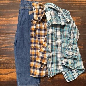 Carter's Plaid Shirts and Denim Pants Set